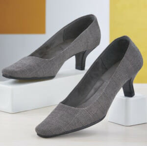 Classic Scottish Linton tweed in a low profile on kitten heels exudes a refined elegance Dimperial Pump by Aerosoles