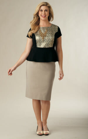 With your well-defined waist and ample bust, a peplum top is a perfect choice.