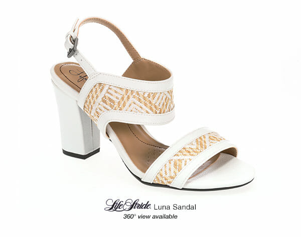 Lifestride Luna Sandal Shoe White block heel sandal