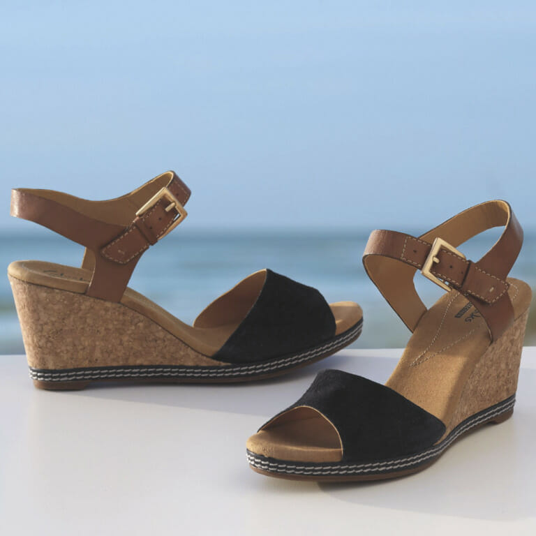 After spending months in boots, sandals are a great way to celebrate warm weather. Brown wedges with ankle strap