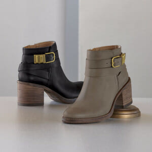 Gray or black buckle bootie