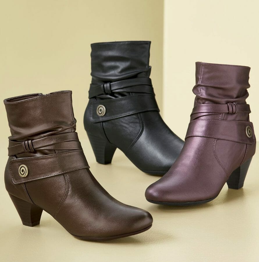 Brown, black or burgundy bootie