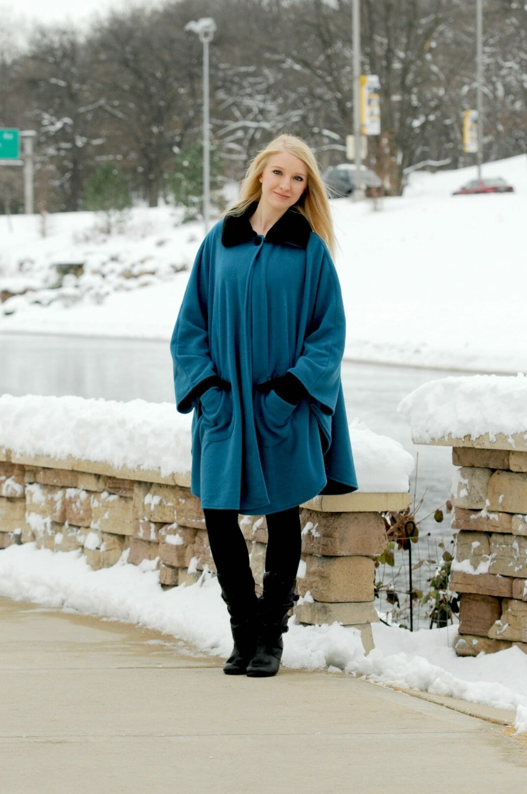 Blogger wearing Monroe and Main Cape