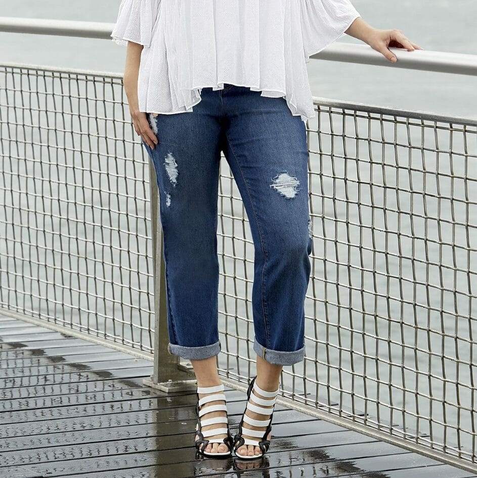 Slim Distressed Girlfriend Jeans