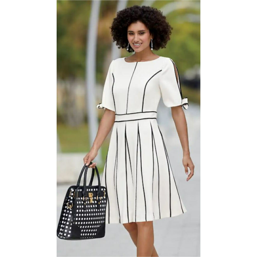 Black-White Fit-And-Flare Dress