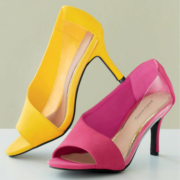 yellow and pink heels