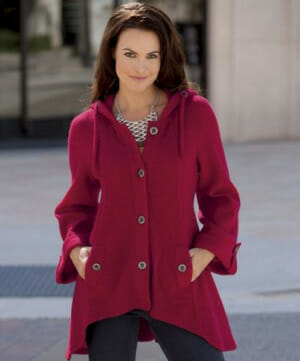A wool jacket that will compliment your curves just enough while drawing eyes to your neckline and facial features.