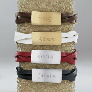 Leather jewelry is built to last. These personalized bracelets will really impress your lucky secret Santa recipient.