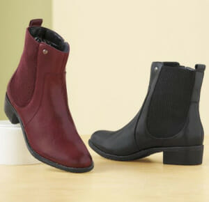 Every woman should have a pair of ankle boots, but one in the dark red hue will really make a statement.