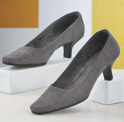 Gray tweed 1 inch heels