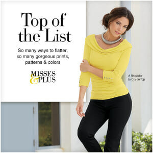 Woman in yellow ruched waist top and black pants