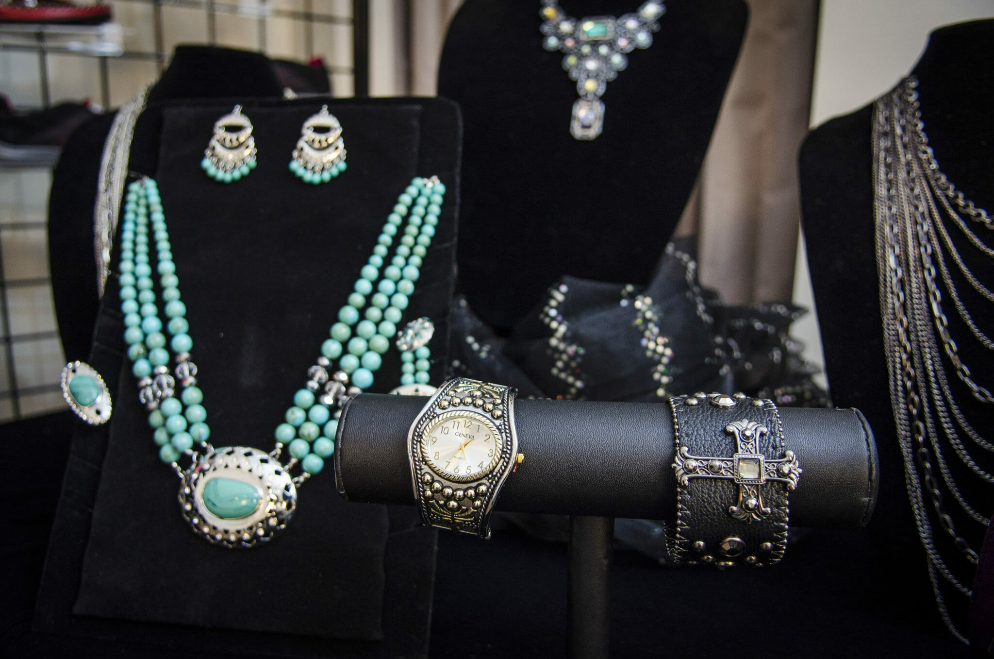 Various pieces of turquoise and sterling jewelry
