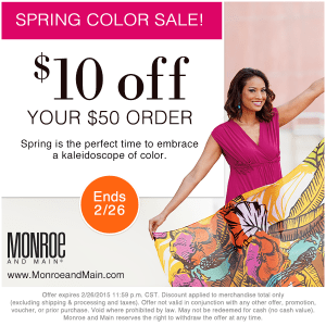Monroe and Main Spring Color Sale