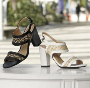 Black or white block heeled sandals