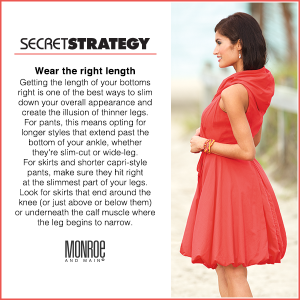 Woman in red hooded dress with pleated skirt