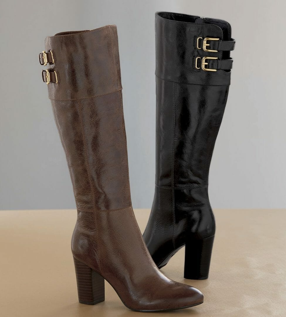 tall boot in brown or black 