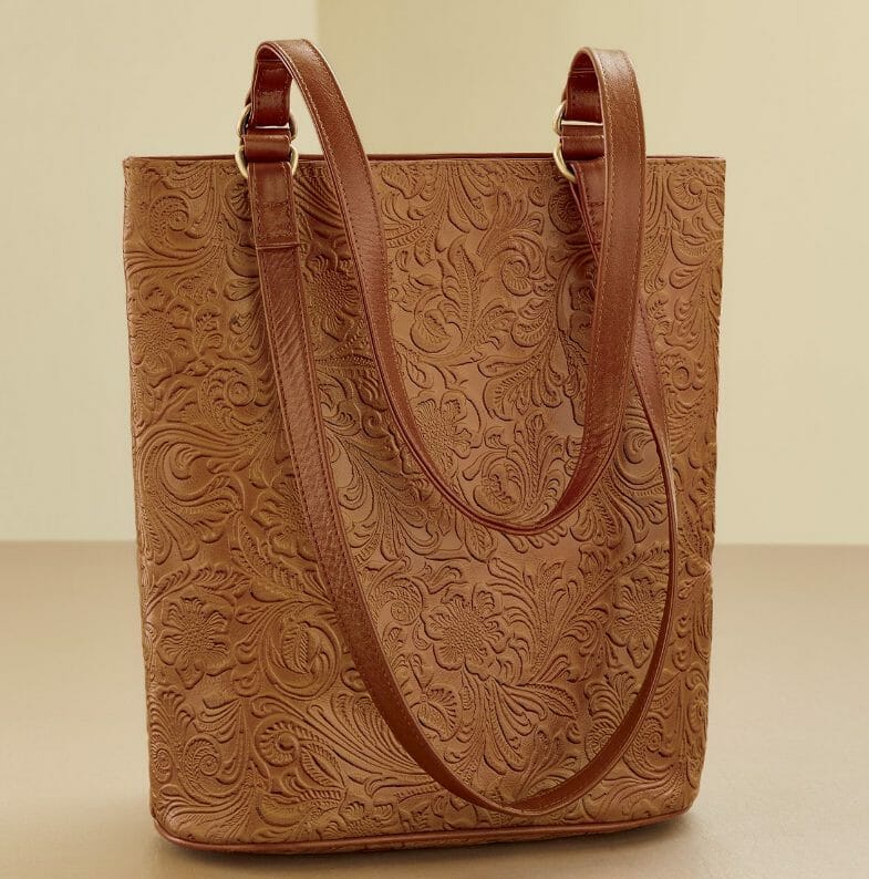 a textured leather bag