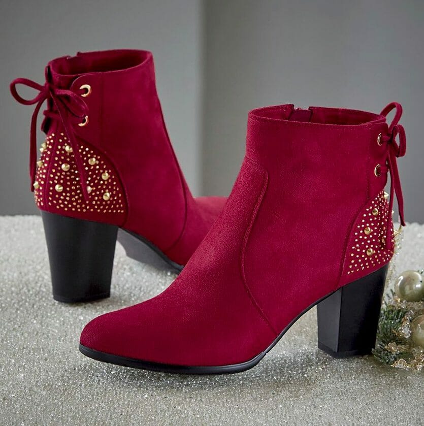Stud Back Lace-Up Bootie by Monroe and Main
