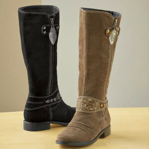 Brown or Black Embroidered Tall Boot