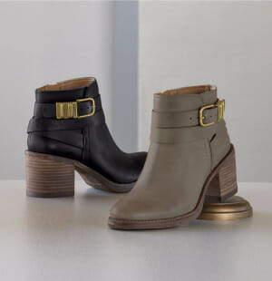 Buckle Bootie shown in black or gray