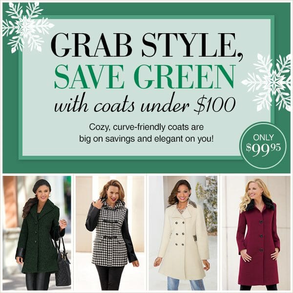 save on women's coats this Green Monday