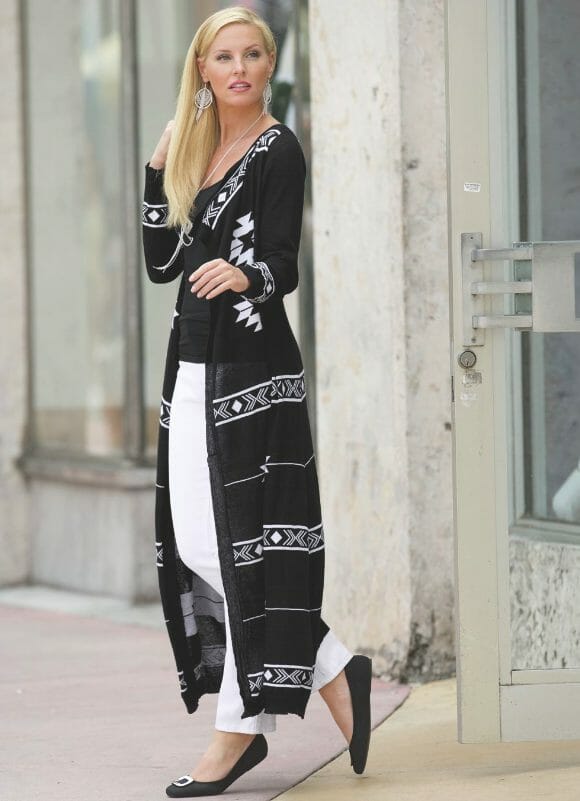 woman wearing a long sweater