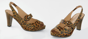 Leopard print heels with peep-toe