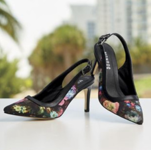 Black floral slingback shoe