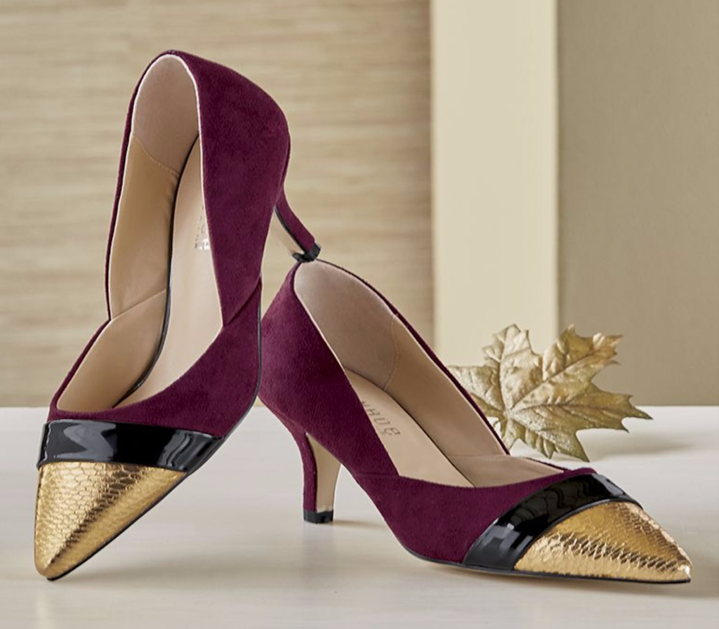 penelope gold tipped heel