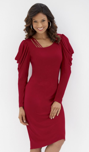 Woman wearing red dress