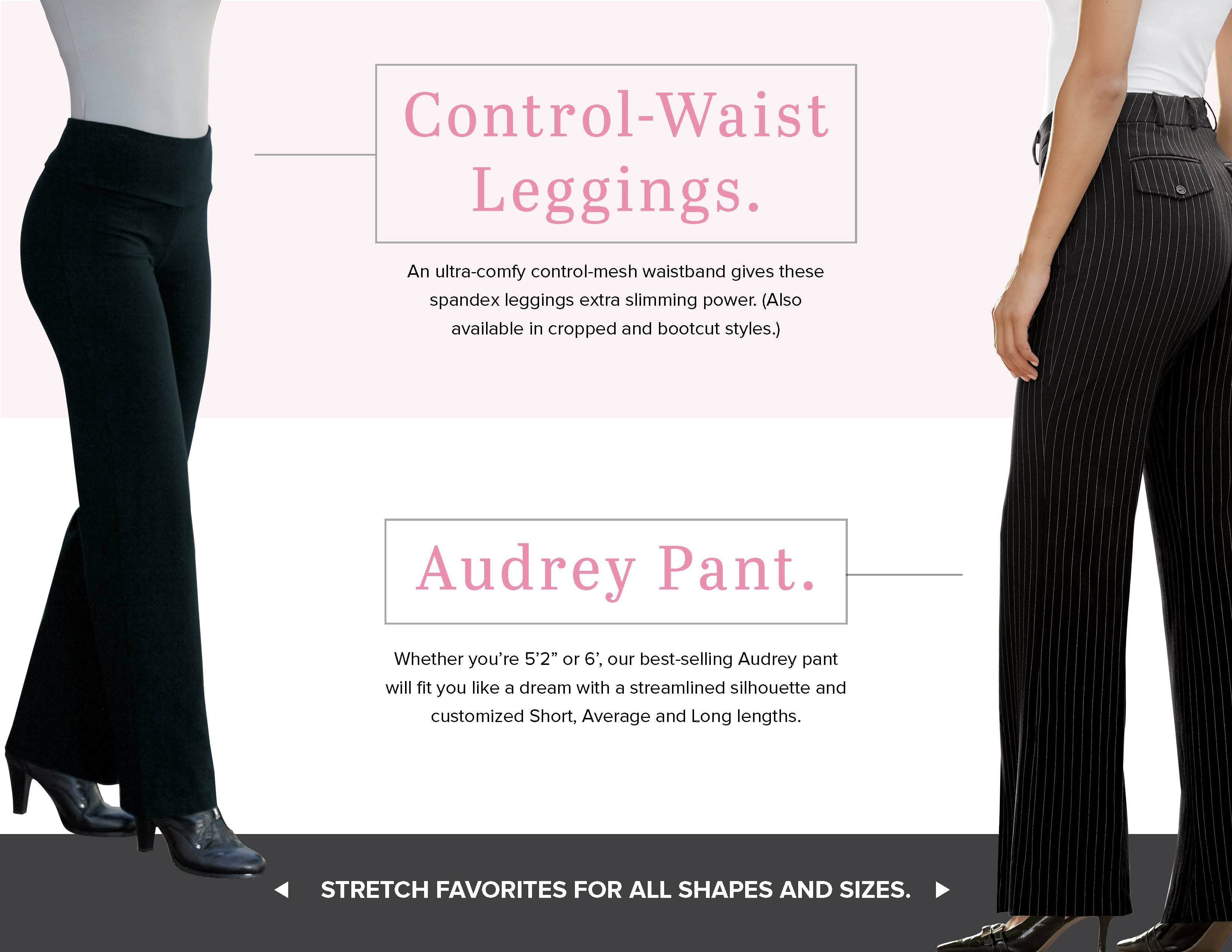 2 women in different styles of pants