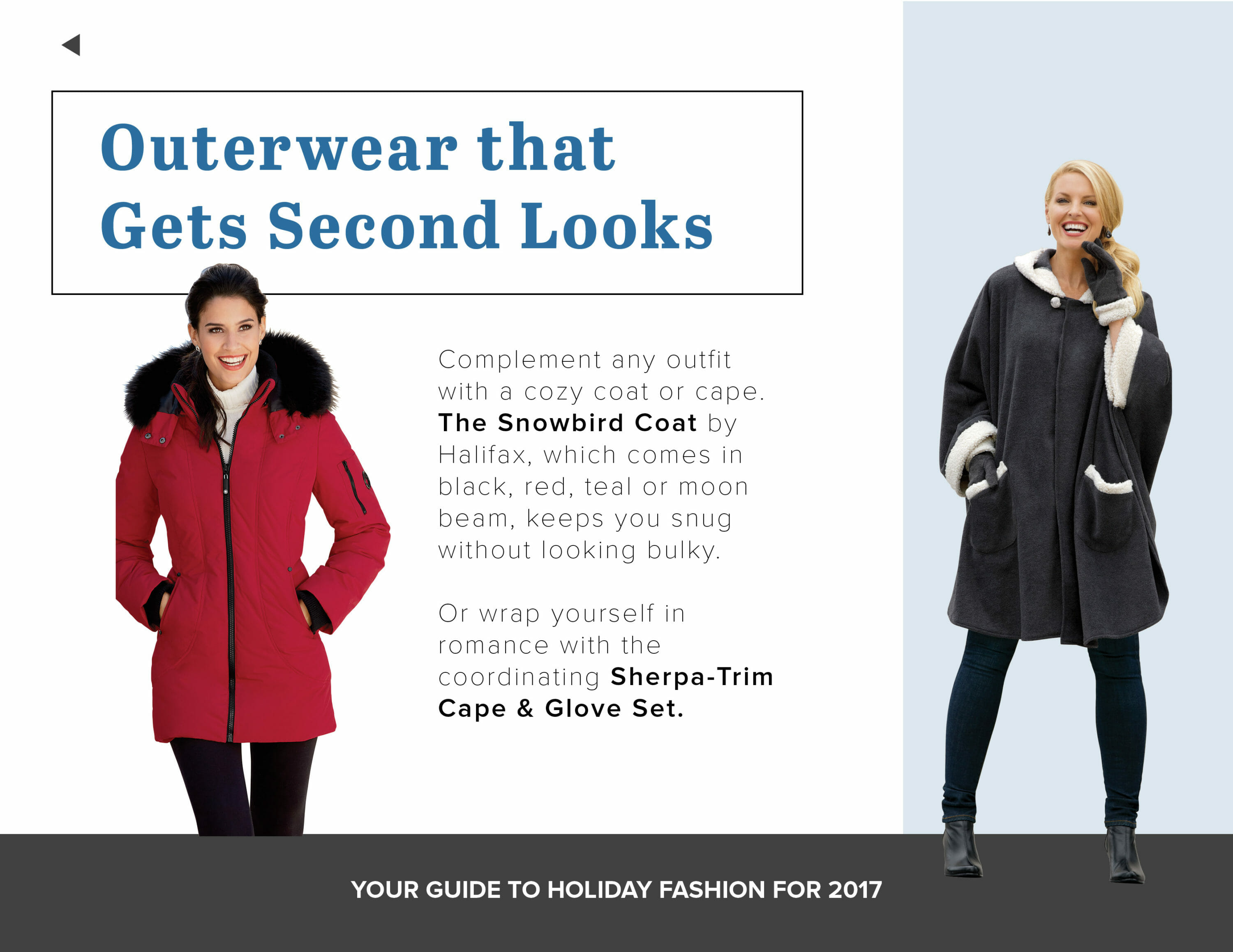 2 women in different style coats