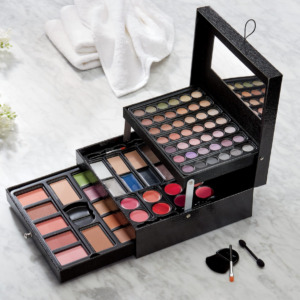 3-tier makeup that includes eye shadows, lip glosses, powders, eye liners and so much more