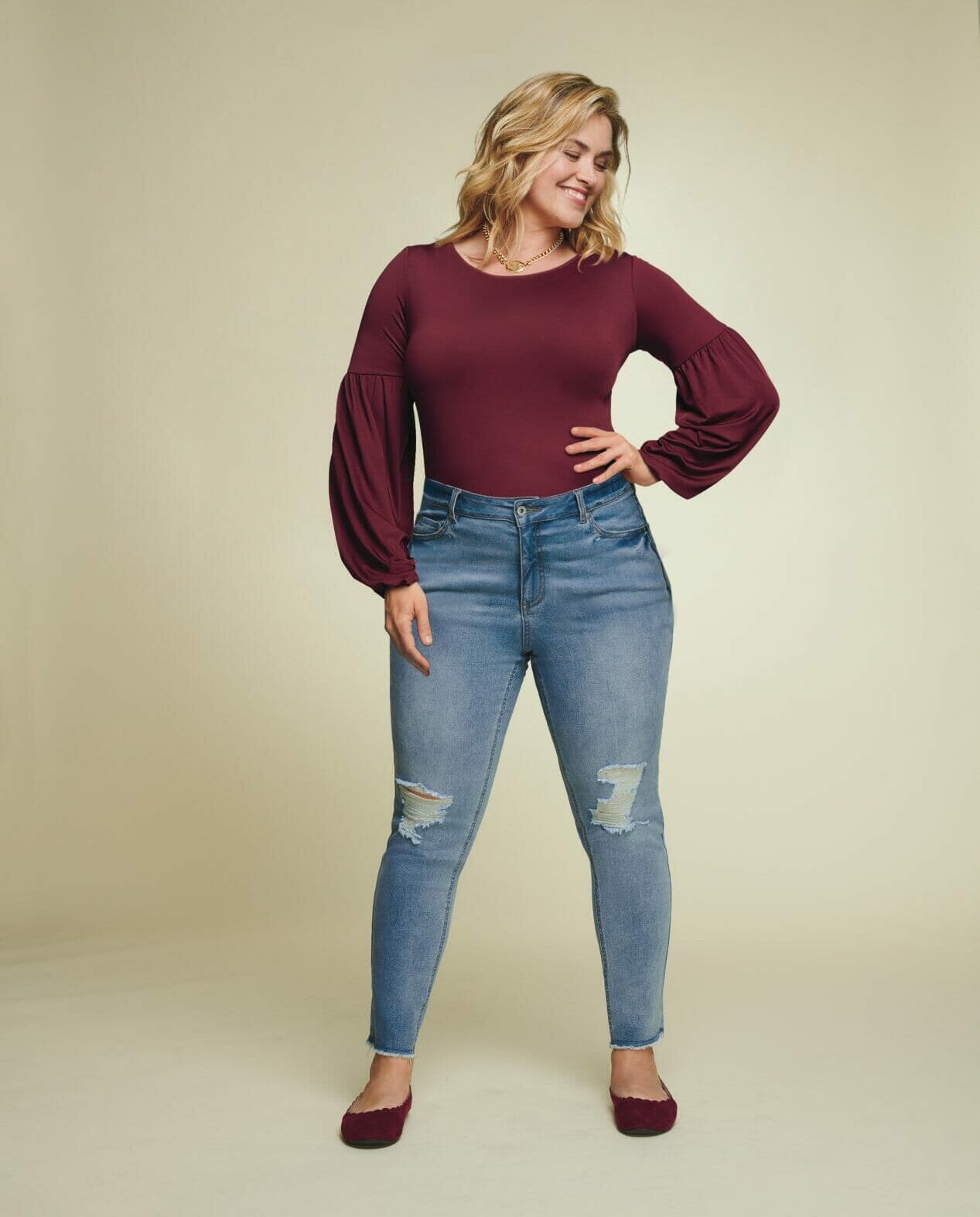 Plus size woman in denim jeans