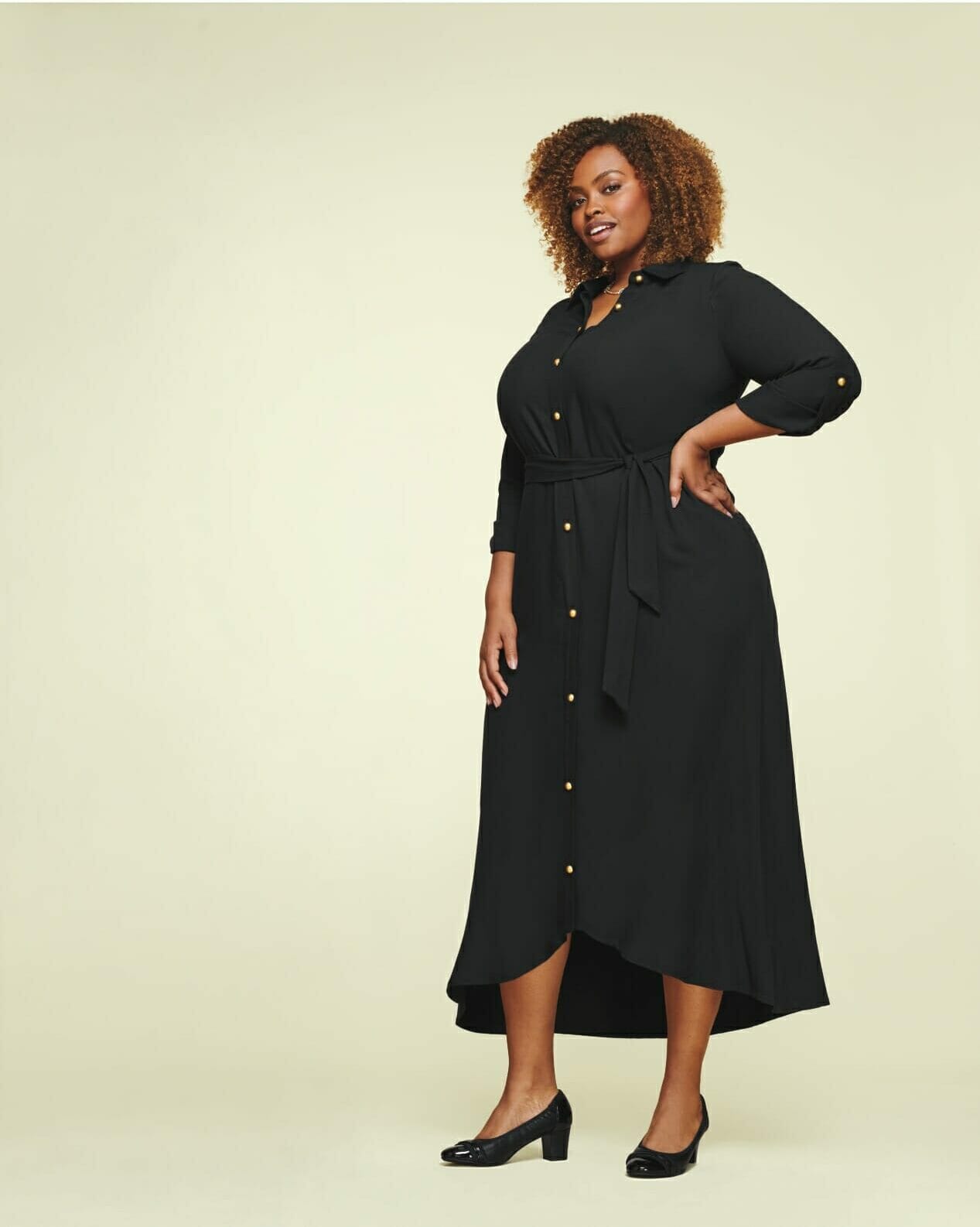 New Plus Size Dresses for Curvy Women, Long Maxi Clothes Party Casual  V-Neck 3/4 Sleeve Dress,Ture to Size. (US, Numeric, 14, 16, Plus, Regular,  Black) at  Women's Clothing store
