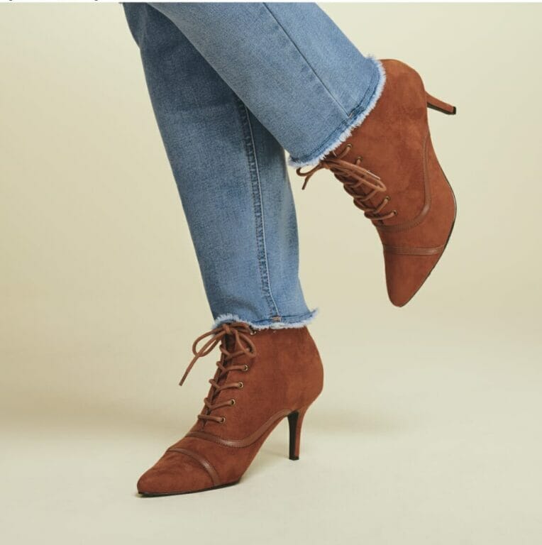 Brown lace-up booties