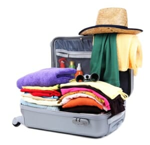 Suitcase full of clothes and accessories