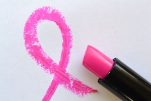 Pink ribbon made with pink lipstick