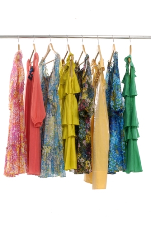 Rack of colorful, summer dresses